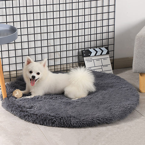 Round Dog Bed Mat Long Plush Cat Blanket Fluffy Lounger Dog Cushion Warm Pet Bed House For Small Large Dogs Cats Pet Supplies
