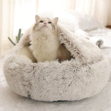 New Style Pet Dog Cat Bed Round Plush Cat Warm Bed House Soft Long Plush Bed For Small Dogs For Cats Nest 2 In 1 Cat Bed