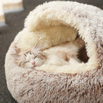 Hot Plush Round Cat Bed Cat Warm House Soft Long Plush