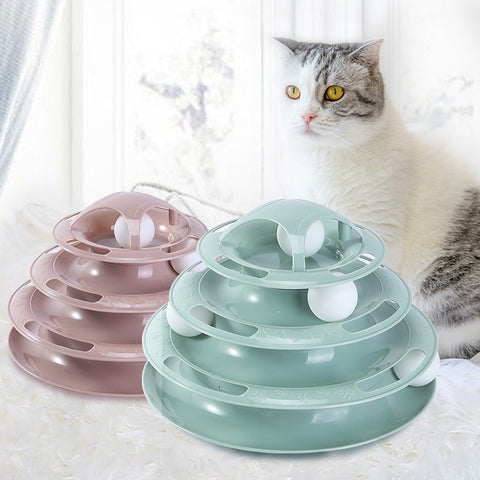 NEW 4 Levels Cat Toy Tower Tracks   Interactive Cat Intelligence Training Amusement Plate